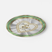 Assiettes En Carton Or & Faux Diamant & Monnaie Mariage ou Anniversair (Angle)