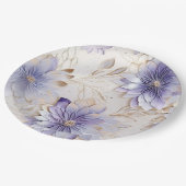 Assiettes En Carton Or Glam Doré Perle Violet Blanc Floral (Angle)