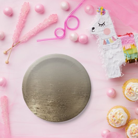 Assiettes En Carton Or Glamour Pinceau Doré Élégance Moderne (Fête)