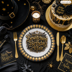 Assiettes En Carton Or Harlequin d'Halloween Anniversaire Gothique