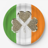 Assiettes En Carton Or irlandais de l'Irlande de trèfle de drapeau de (Devant)