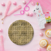 Assiettes En Carton Or maya et aztèque de glyphs sur la texture (Fête)