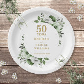 Assiettes En Carton Or moderne 50e anniversaire Mariage verdure