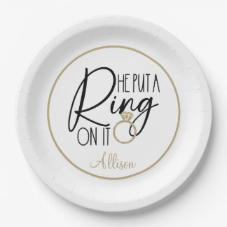 Assiettes En Carton Or Moderne Noir Nom Il lui a passé la bague au doi