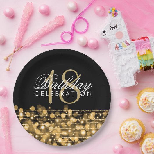 Assiettes En Carton Or rose de 18èmes étincelles élégantes de fête (Fête)