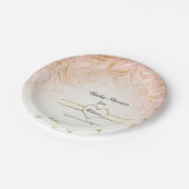 Assiettes En Carton Or rose de marbrure de marbre rose de baby shower (Angle)