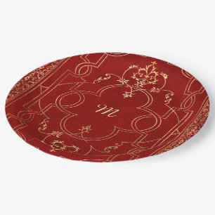 Assiettes En Carton Or rouge Vintage or orange