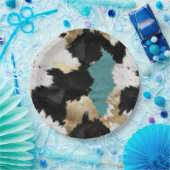 Assiettes En Carton Or Turquoise, Blanc Noir (Fête)