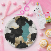 Assiettes En Carton Or Turquoise, Blanc Noir (Fête)