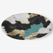 Assiettes En Carton Or Turquoise, Blanc Noir (Angle)