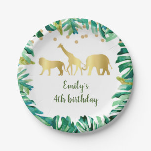 Assiettes En Carton Or vert d'anniversaire de plaque à papier de