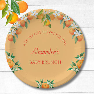 Assiettes En Carton Orange A Little Cutie Citrus Baby Brunch