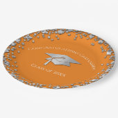 Assiettes En Carton Orange and Silver Graduation (Angle)