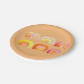 Assiettes En Carton Orange arc-en-ciel art rétro mignon (Angle)