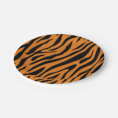 Assiettes En Carton Orange& Black Tiger Stripes Pattern Animal Print (Angle)