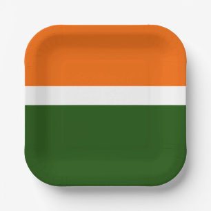 Assiettes En Carton Orange Blanc Vert Plat Couleur Bloc Design