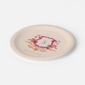 Assiettes En Carton Orange Bourgogne Monogram Fall Thankgiving paper (Angle)