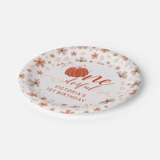 ASSIETTES EN CARTON ORANGE BOW & ARCH FALL PUMPKIN FLOWERS BIRTHDAY (Angle)