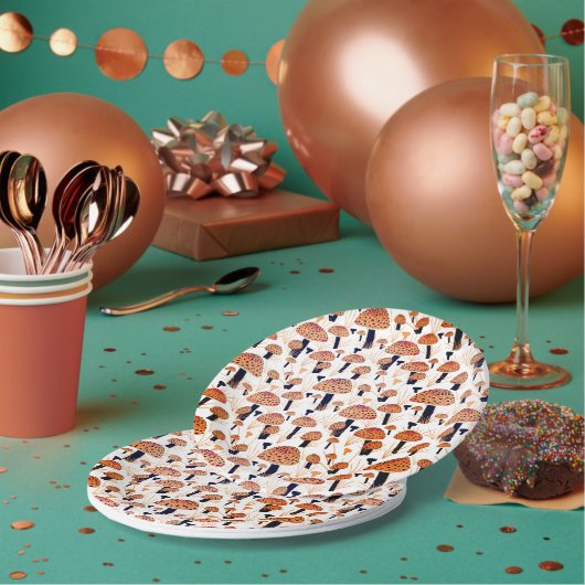 Assiettes En Carton Orange Champignons Automne Motif d'automne (Multi)