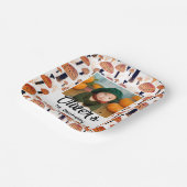 Assiettes En Carton Orange Champignons Automne Photo Anniversaire (Angulaire)