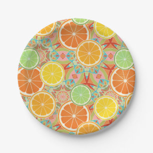 Assiettes En Carton Orange, Citron, Tranches de citron
