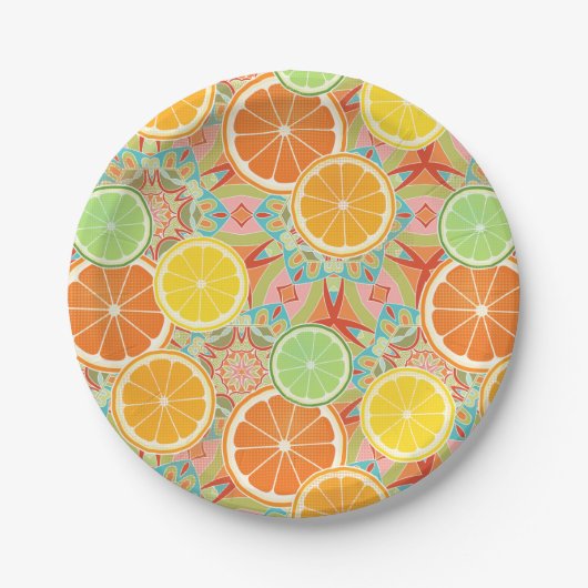 Assiettes En Carton Orange, Citron, Tranches de citron (Devant)
