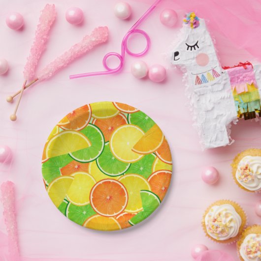 Assiettes En Carton Orange citron vert (Fête)