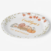 Assiettes En Carton Orange Citrouille Patch Automne Anniversaire (Angle)