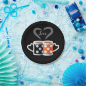 Assiettes En Carton Orange + Couleur de café noir ou nous appartenons (Fête)