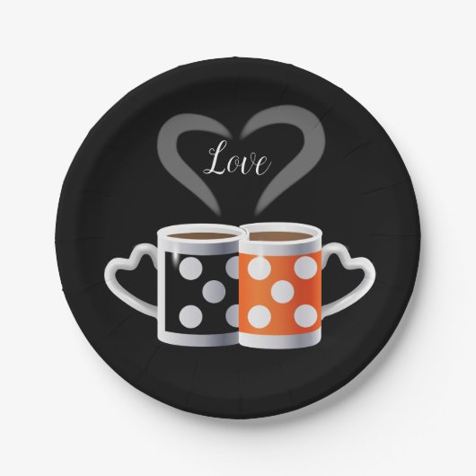 Assiettes En Carton Orange + Couleur de café noir ou nous appartenons (Devant)