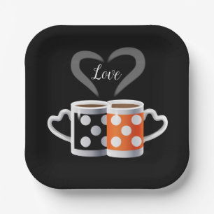 Assiettes En Carton Orange + Couleur de café noir ou nous appartenons 