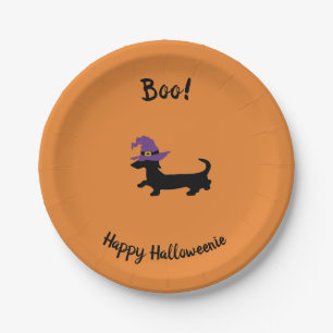 Assiettes En Carton Orange Dachshund Sorcière Plaques en papier Hallow