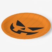 Assiettes En Carton Orange effrayant Jack O'Lantern fête d'Halloween (Angle)