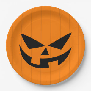 Assiettes En Carton Orange effrayant Jack O'Lantern fête d'Halloween
