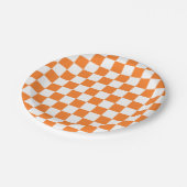 Assiettes En Carton Orange et blanc Checkered (Angle)