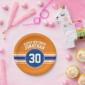 Assiettes En Carton Orange et Bleu Anniversaire Sports Thème (Fête)