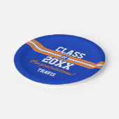 Assiettes En Carton Orange et Blue Graduation Custom Félicitations (Angle)