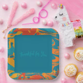 Assiettes En Carton Orange et Thanksgiving Turquoise (Fête)