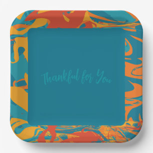Assiettes En Carton Orange et Thanksgiving Turquoise