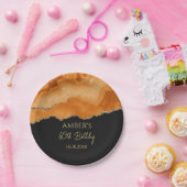 Assiettes En Carton Orange Gold Glitter  Watercolor Marble (Fête)