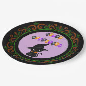 Assiettes En Carton Orange Green Chat Noir Sorcière Casquette Hallowee (Angle)