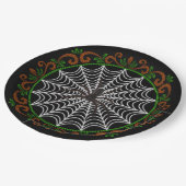 Assiettes En Carton Orange Green Spider Web et Black Spider (Angle)