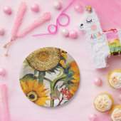 Assiettes En Carton Orange Jaune Graine Tournesol Art (Fête)