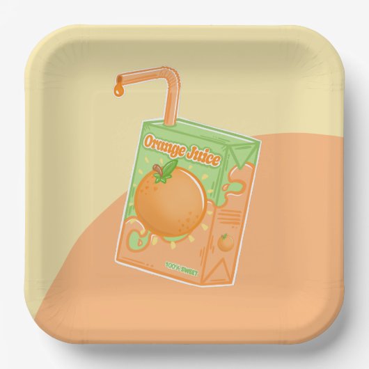 Assiettes En Carton Orange Juice Box fête d'anniversaire (Recto)