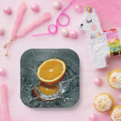 Assiettes En Carton orange juteuse positive pour l'humeur vitaminée (Fête)