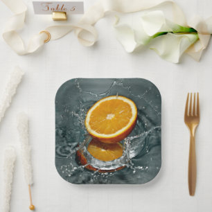 Assiettes En Carton orange juteuse positive pour l'humeur vitaminée