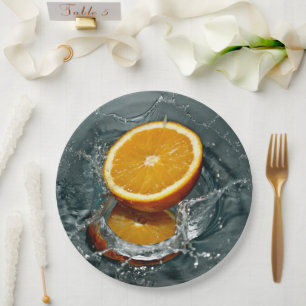 Assiettes En Carton orange juteuse positive pour l'humeur vitaminée