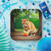 Assiettes En Carton Orange Kitty (Fête)