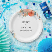 Assiettes En Carton Orange les années 70 80s 90s Rose Peach Mariage co (Fête)