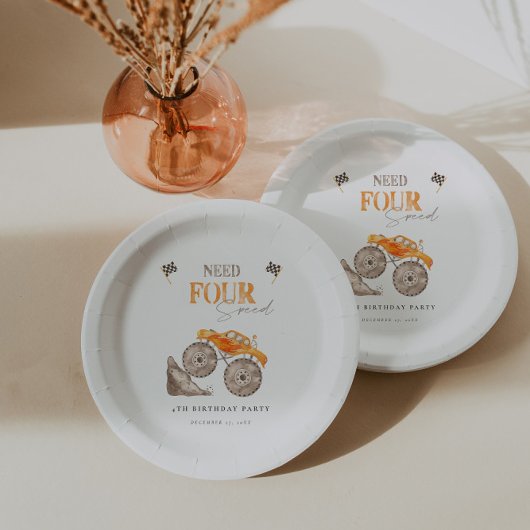 Assiettes En Carton Orange Monster Trucks Anniversaire